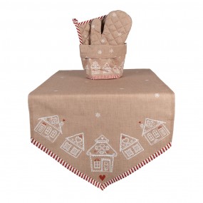 2GBB65 Table Runner 50x160 cm Brown Cotton Gingerbread house