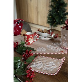 2GBB65 Table Runner 50x160 cm Brown Cotton Gingerbread house