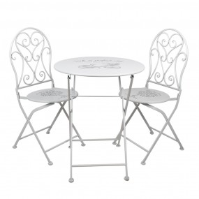 25Y0192 Bistro Set Bistro Table Bistro Chair Set of 3 Ø 60x70 White Iron Balcony Set