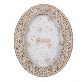 22F1166 Photo Frame 13x18 cm Beige Plastic Glass Oval Picture Frame