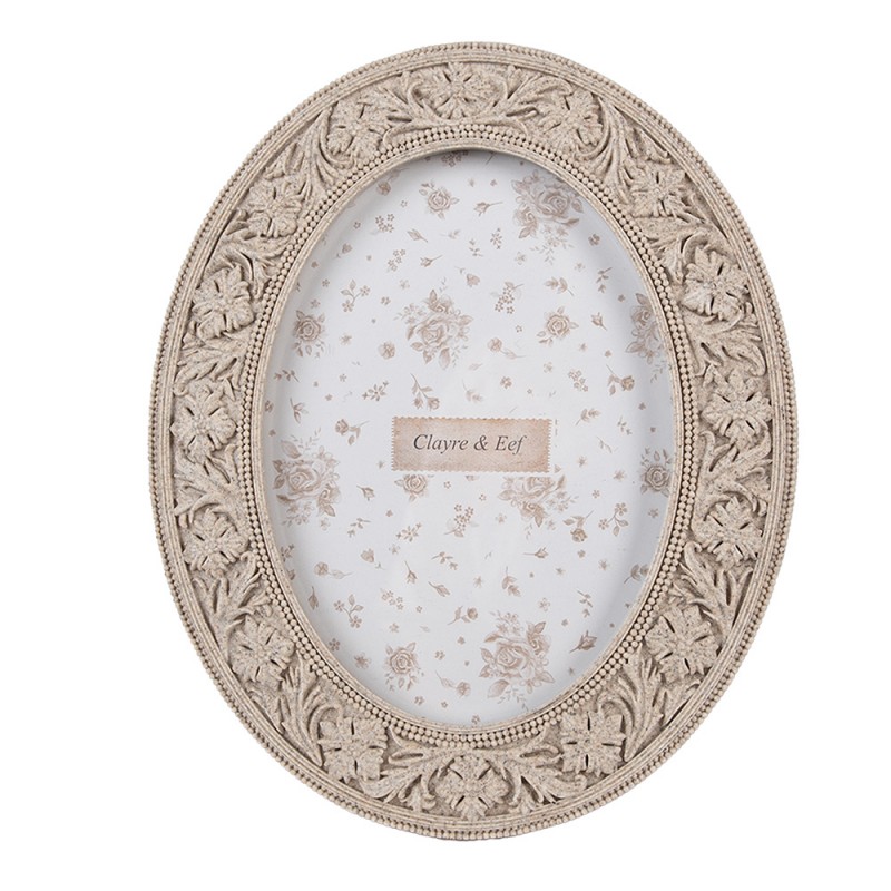 2F1166 Photo Frame 13x18 cm Beige Plastic Glass Oval Picture Frame