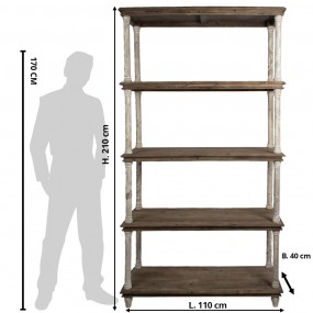 25H0697W Bibliothèque 110x40x210 cm Blanc Bois Meuble à compartiments