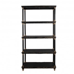 25H0697Z Bookcase 110x40x210 cm Black Wood Compartment Cabinet