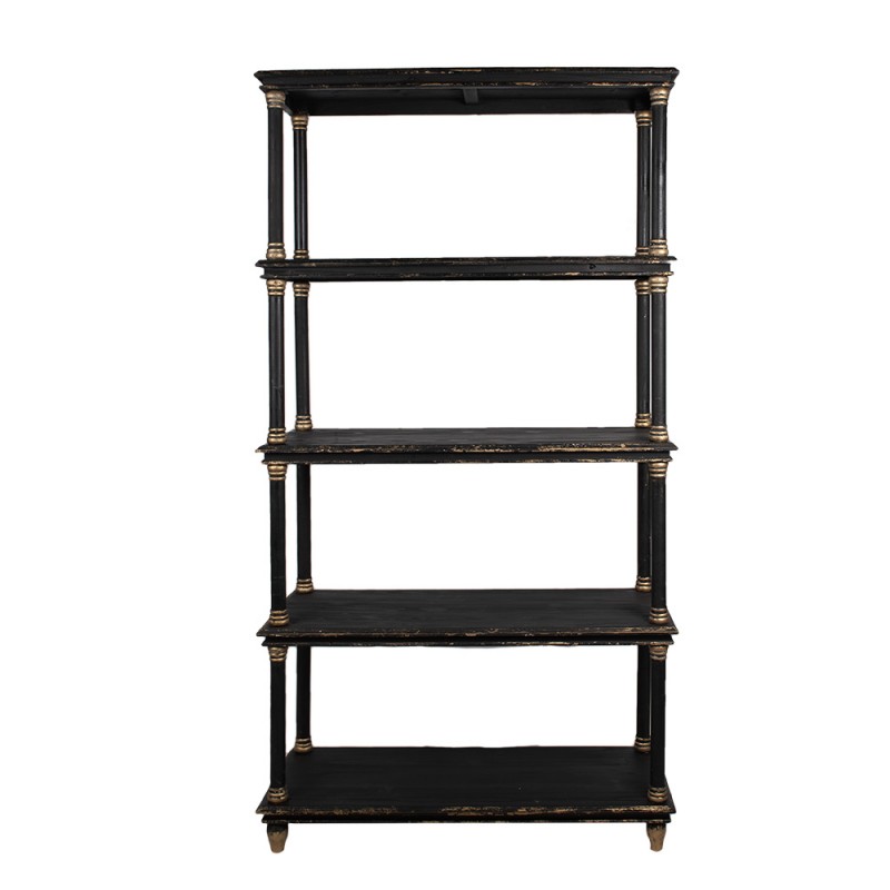 5H0697Z Bookcase 110x40x210 cm Black Wood Compartment Cabinet