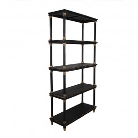 25H0697Z Bookcase 110x40x210 cm Black Wood Compartment Cabinet