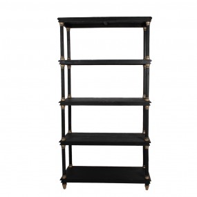 25H0697Z Bookcase 110x40x210 cm Black Wood Compartment Cabinet