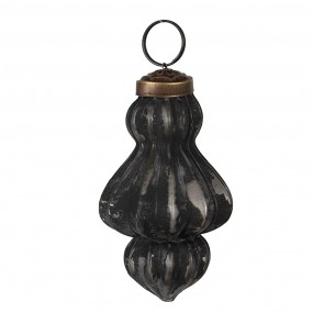 26GL4693 Boule de Noël Ø 5x8 cm Noir Gris Verre Décorations d'arbre de Noël