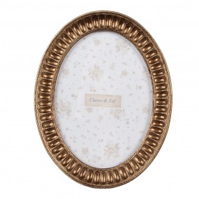 22F1191 Photo Frame 13x18 cm Gold colored Plastic Glass Oval Picture Frame