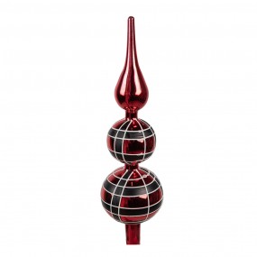 26GL4652 Christmas tree topper Ø 8x30 cm Red Glass Christmas Tree Decorations