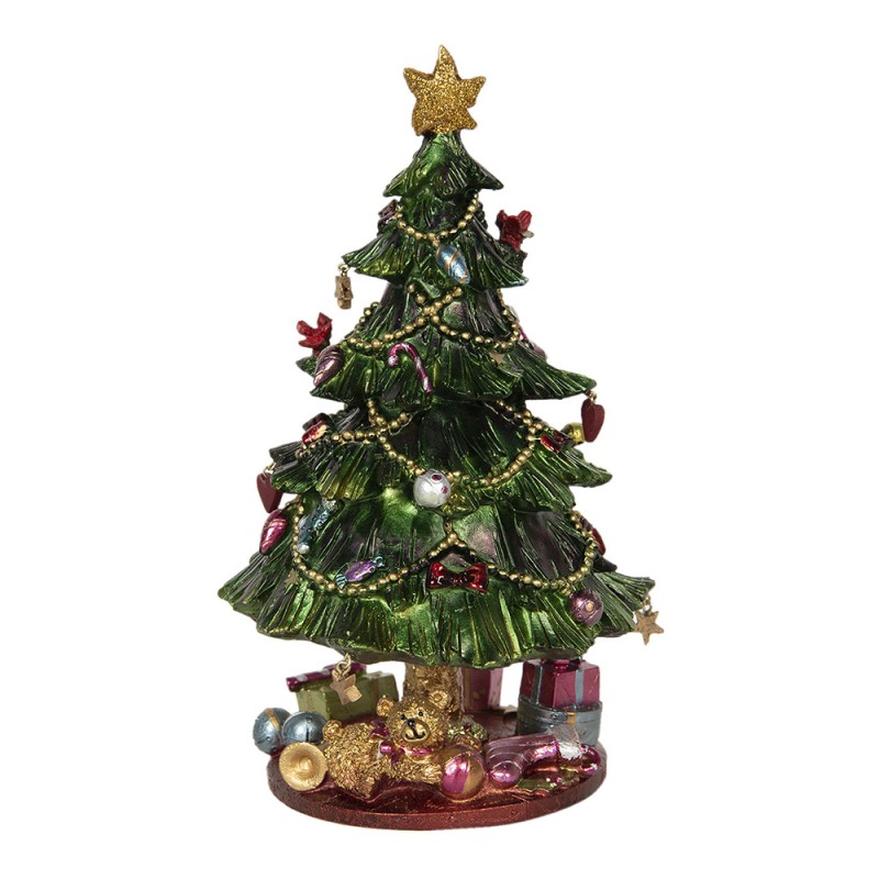 6PR2846 Music box Christmas Tree Ø 14x23 cm Green Polyresin Christmas Decoration Figurine