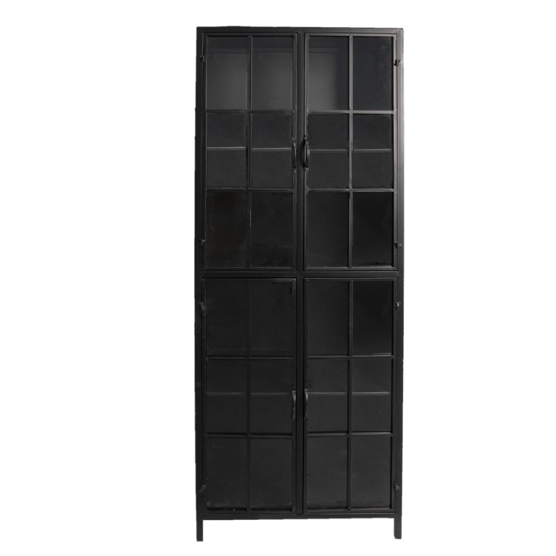 5CCM0244 Display Cabinet 60x43x171 cm Black Metal Glass Rectangle Bookcase