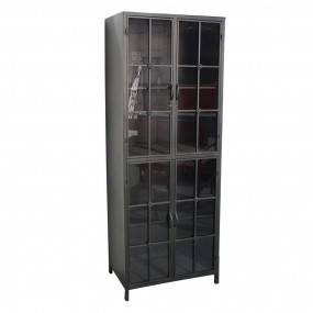 25CCM0244 Display Cabinet 60x43x171 cm Black Metal Glass Rectangle Bookcase