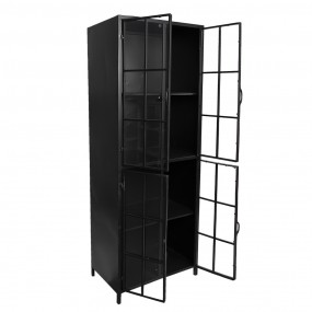 25CCM0244 Display Cabinet 60x43x171 cm Black Metal Glass Rectangle Bookcase