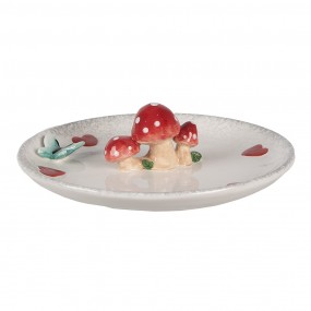 26CE1701 Scodella decorativa Ø 21x4 cm Bianco Rosso  Ceramica