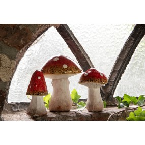 26CE1750 Décoration Champignon Ø 6x11 cm Rouge Blanc Céramique