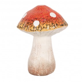 26CE1754 Décoration Champignon 9x8x12 cm Rouge Blanc Céramique