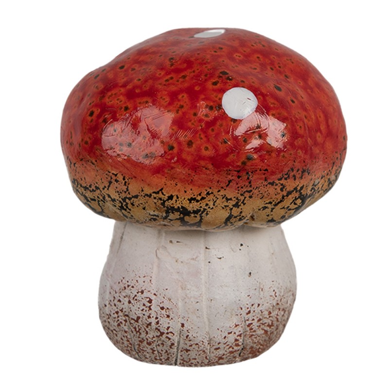 6CE1758 Décoration Champignon Ø 5x5 cm Rouge Blanc Céramique