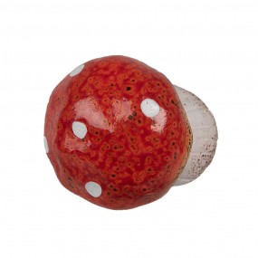 26CE1758 Decoration Mushroom Ø 5x5 cm Red White Ceramic