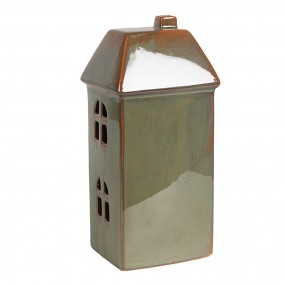 26CE1797 Décorative Maison avec LED 7x6x15 cm Vert Porcelaine