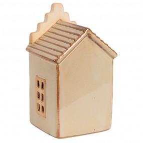 26CE1843 Decorative House with LED 6x6x11 cm Beige Porcelain