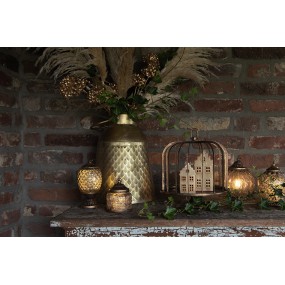 26CE1843 Decorativa Casa con LED 6x6x11 cm Beige Porcellana