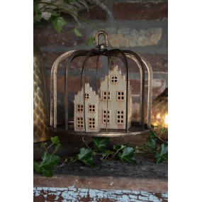 26CE1843 Decoratie Huis met LED 6x6x11 cm Beige Porselein