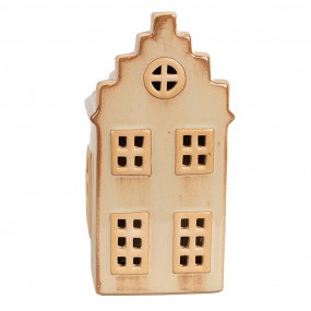 26CE1844 Decorativa Casa con LED 8x7x16 cm Beige Porcellana