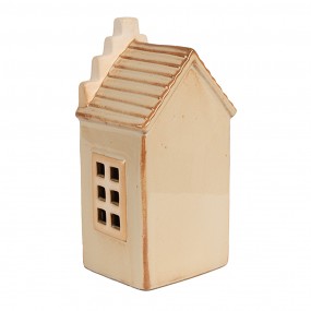 26CE1844 Decorativa Casa con LED 8x7x16 cm Beige Porcellana