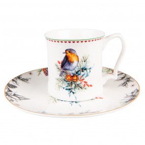 26CEDP0129 Assiette de petit déjeuner Ø 20 cm Blanc Porcelaine Oiseau Assiette