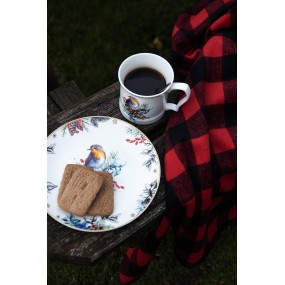 26CEDP0129 Assiette de petit déjeuner Ø 20 cm Blanc Porcelaine Oiseau Assiette