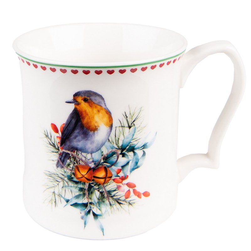 6CEMU0129 Mug 414 ml Blanc Porcelaine Oiseau Tasse à thé