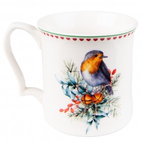 26CEMU0129 Tasse 414 ml Weiß Porzellan Vogel Teebecher