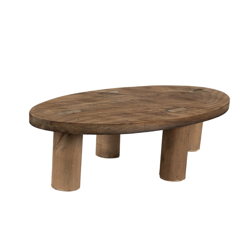 6H2219 Petit table de plante 40x20x11 cm Marron Bois Ovale Porte-plantes