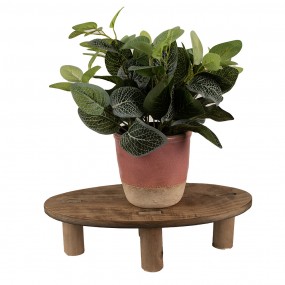 26H2219 Petit table de plante 40x20x11 cm Marron Bois Ovale Porte-plantes