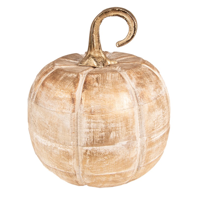 6H2245 Decorazione Zucca 18 cm Color oro Legno