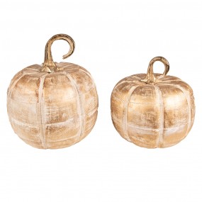 26H2245 Decorazione Zucca 18 cm Color oro Legno