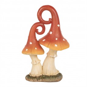 26PR4160 Decoratie Beeld Paddenstoel 17 cm Rood Beige Kunststof