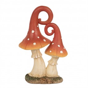 26PR4160 Decoratie Beeld Paddenstoel 17 cm Rood Beige Kunststof