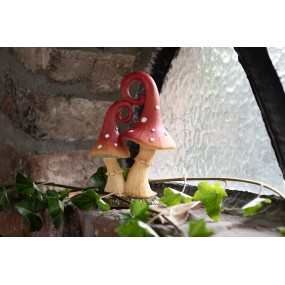 26PR4160 Decorative Figurine Mushroom 17 cm Red Beige Plastic