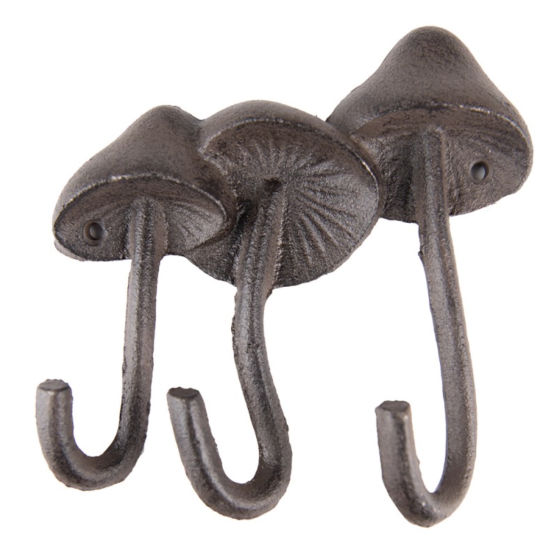 6Y5314 Patère murale Champignon 16x4x16 cm Marron Fer Porte-manteau