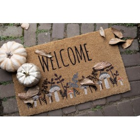 2LFJMC Door Mat 75x45 cm Brown PVS Coconut Fiber Mushrooms Coconut Mat