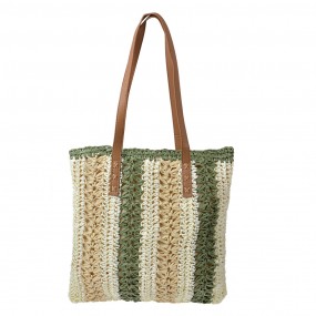 2JZBG0303 Beach Bag 36x40 cm Beige Green Synthetic