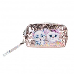 2JZTB0066 Ladies' Toiletry Bag 18x7x10 cm Pink Synthetic Cats Makeup Bag