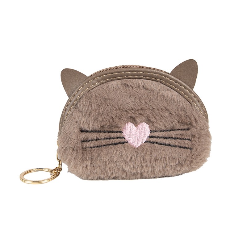 JZWA0215 Brieftasche 12x9 cm Braun Synthetisch Katze Kosmetiktasche