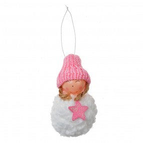 265679P Christmas Ornament Angel Ø 5x9 cm Pink White Synthetic Christmas Tree Decorations