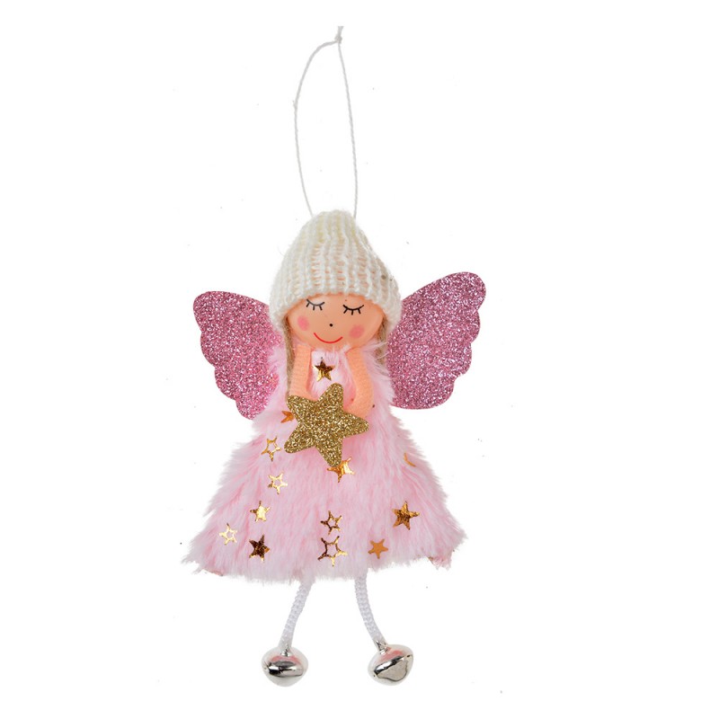 65680P Christmas Ornament Angel 15 cm Pink Synthetic Christmas Tree Decorations