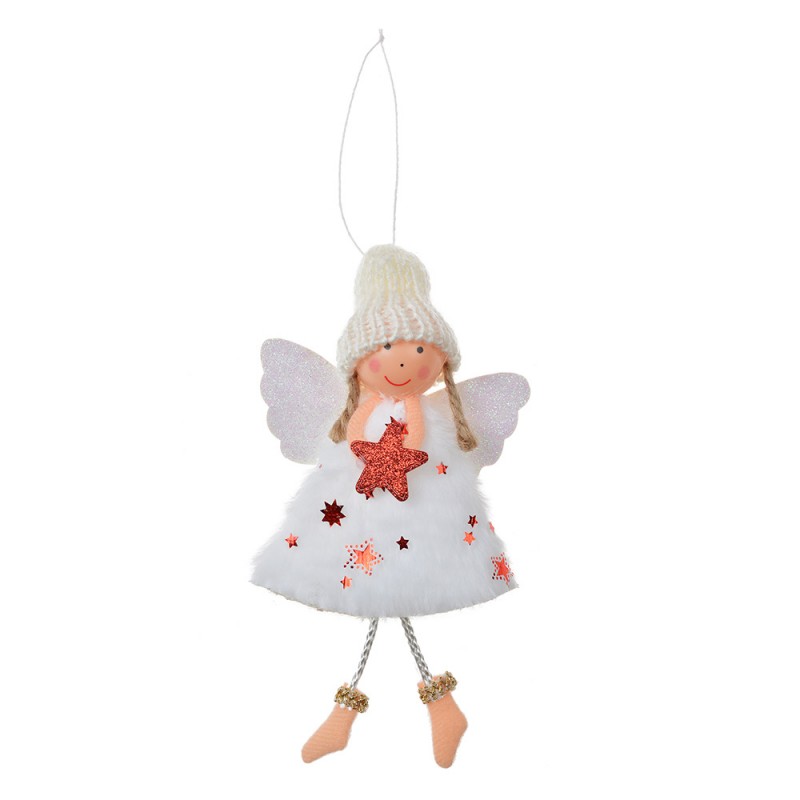 65680W Christmas Ornament Angel 15 cm White Synthetic Christmas Tree Decorations