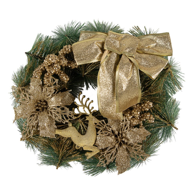 65770 Christmas wreath Ø 30 cm Gold colored Plastic