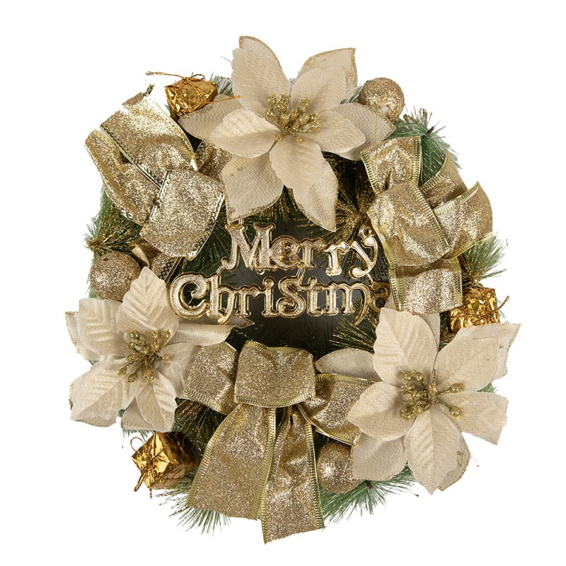 65773 Christmas wreath Ø 30 cm Gold colored Plastic