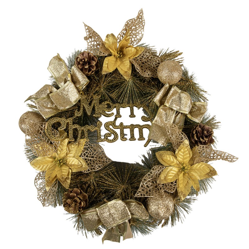 65774 Christmas wreath Ø 40 cm Gold colored Plastic